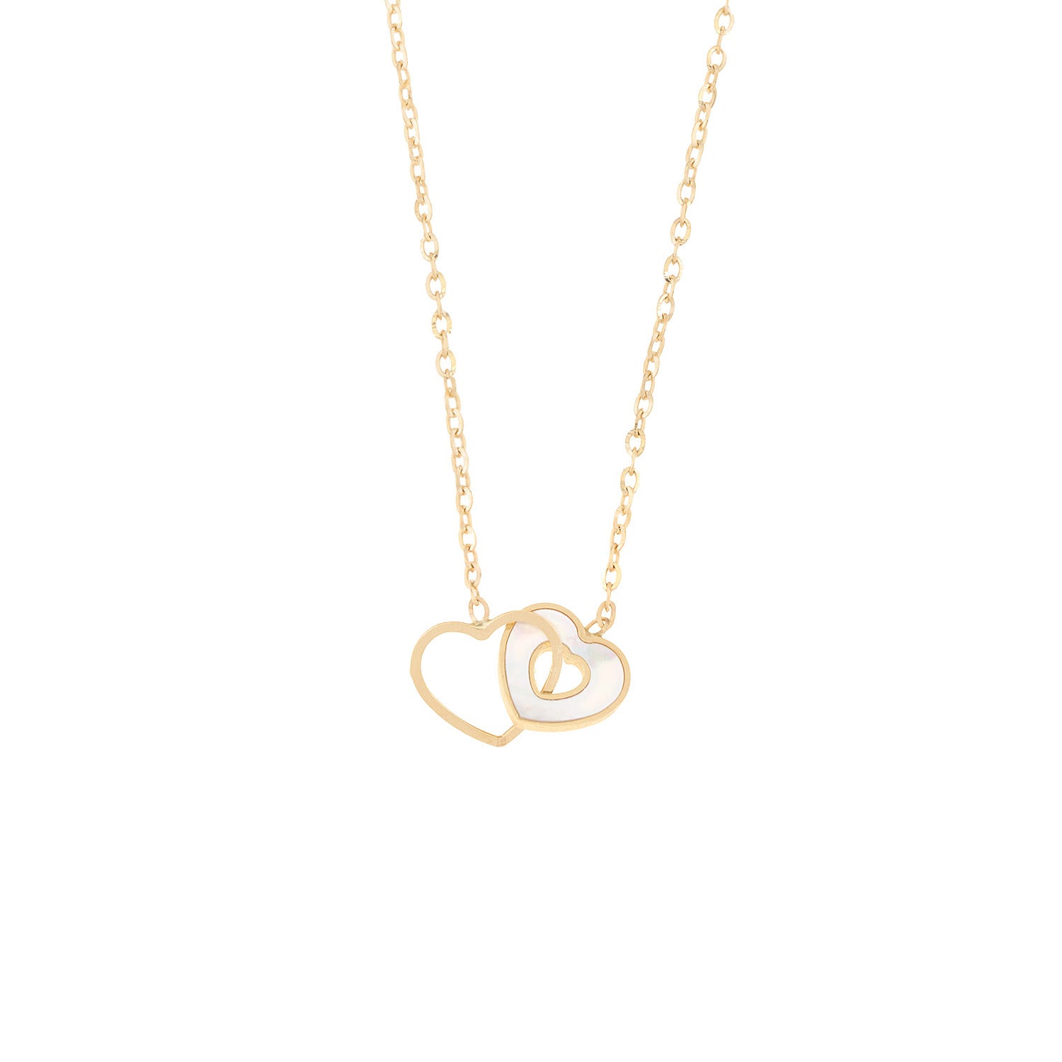 Gold Double Heart Pendant Necklace