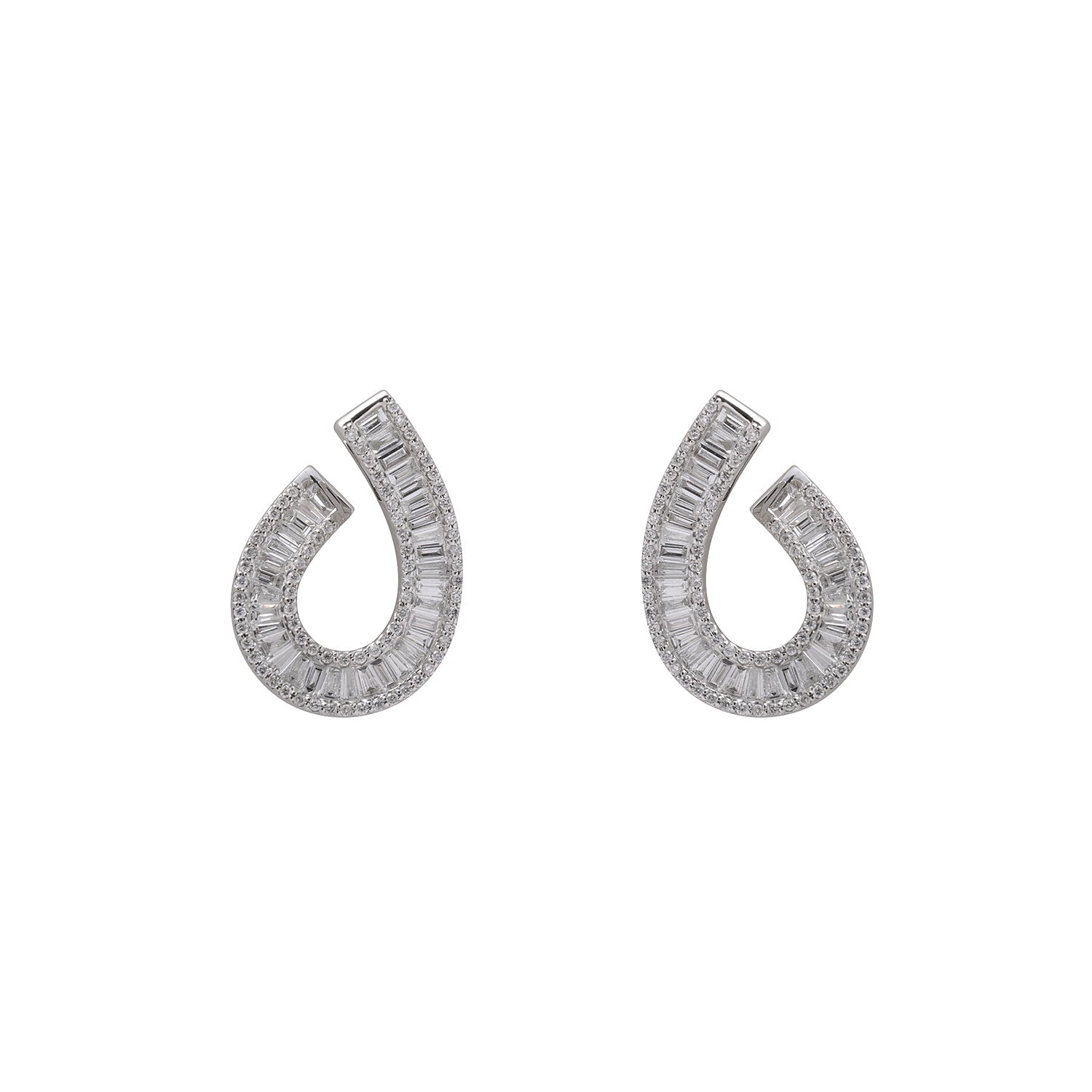 Tear drop emerald-cut Diamond Earrings