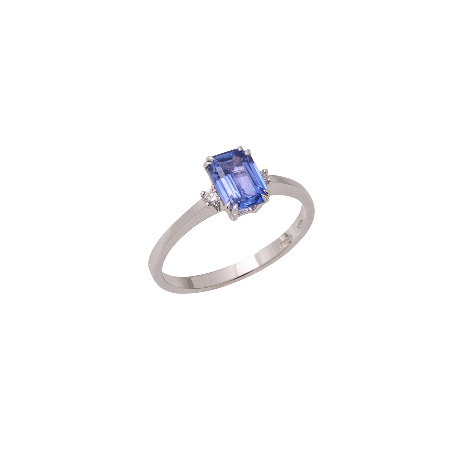 Sapphire Emerald-cut Ring with Diamonds