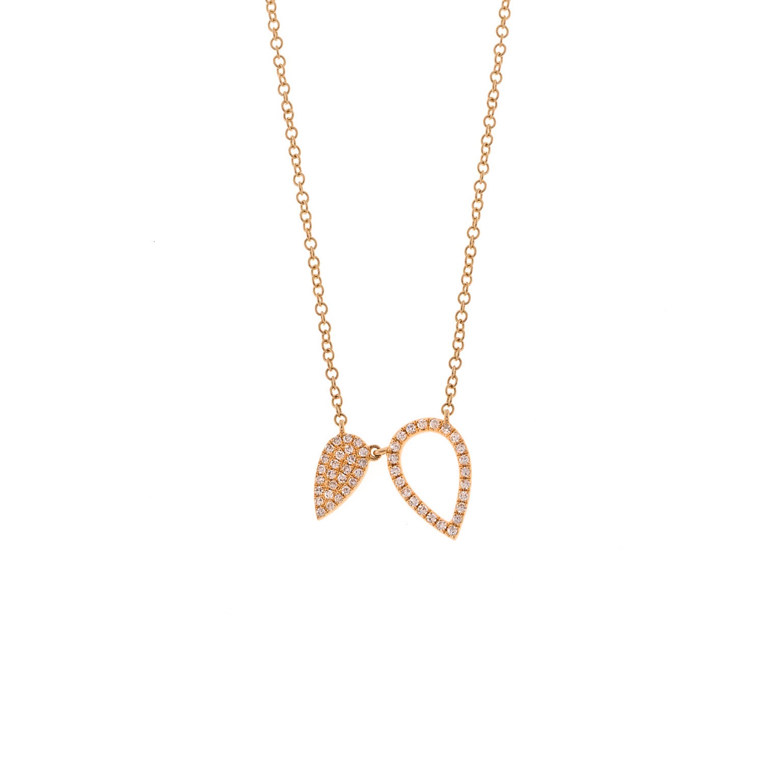 Gold Tear Necklace with Diamonds