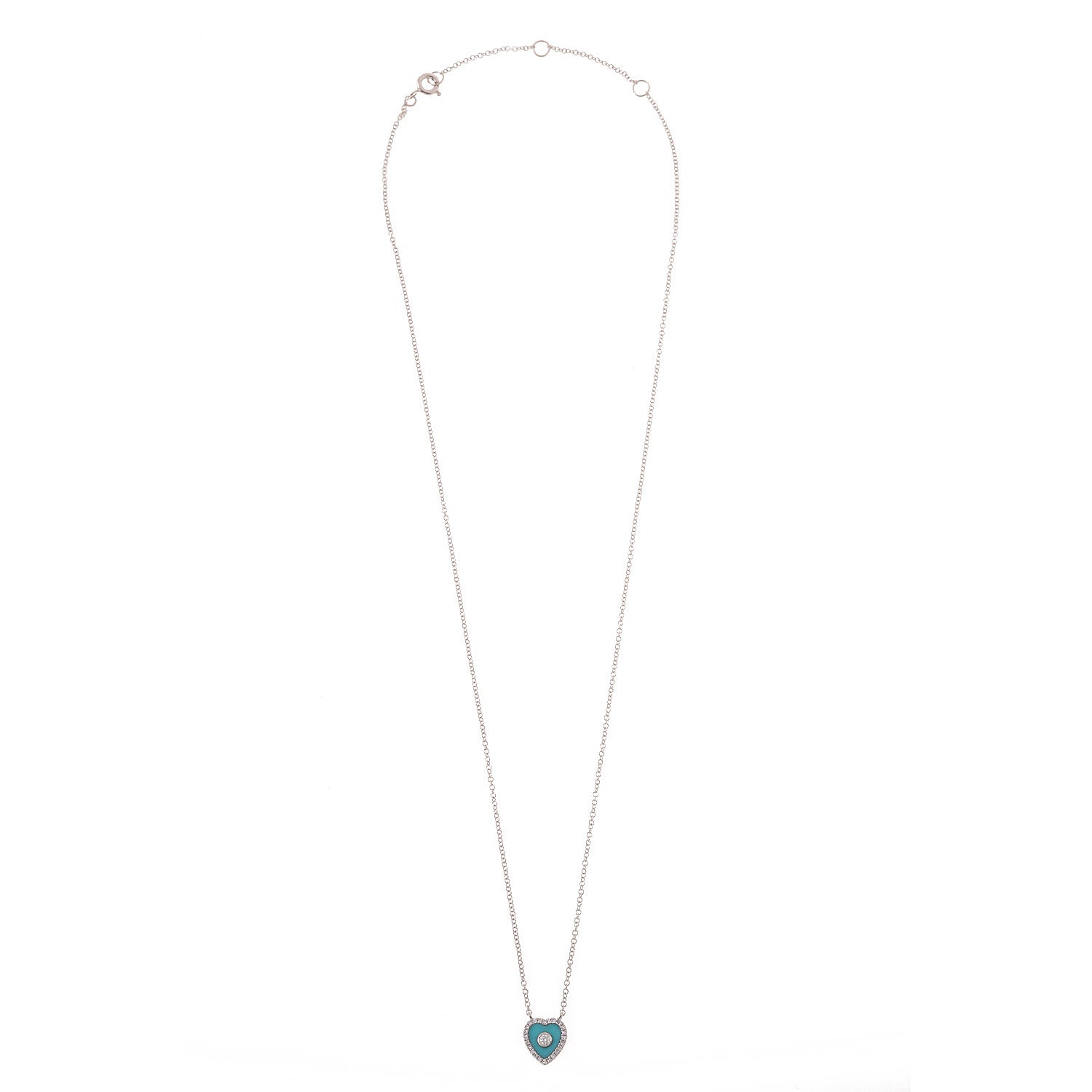 Turquoise Heart Necklace with Diamonds.