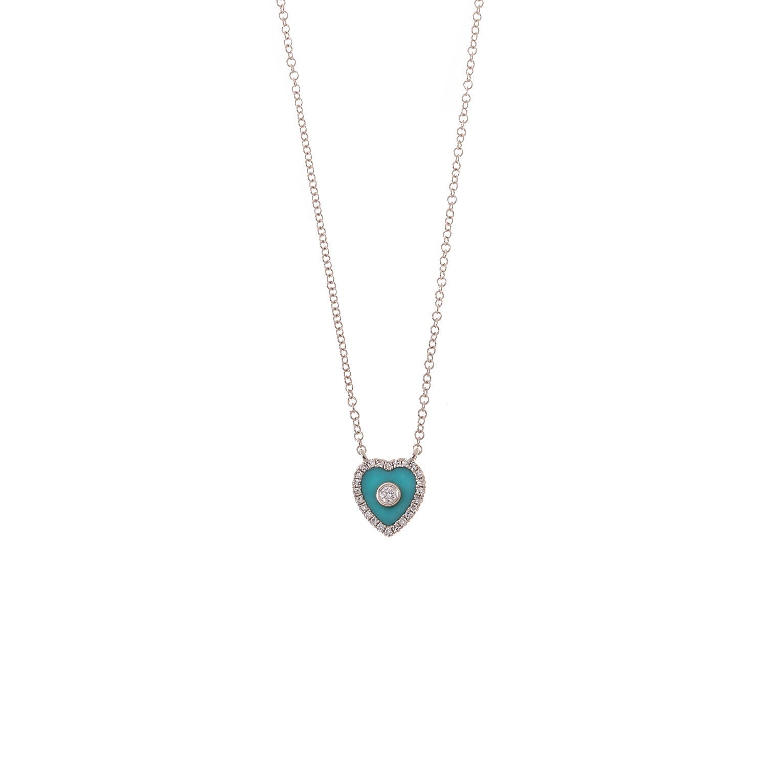 Turquoise Heart Necklace with Diamonds.