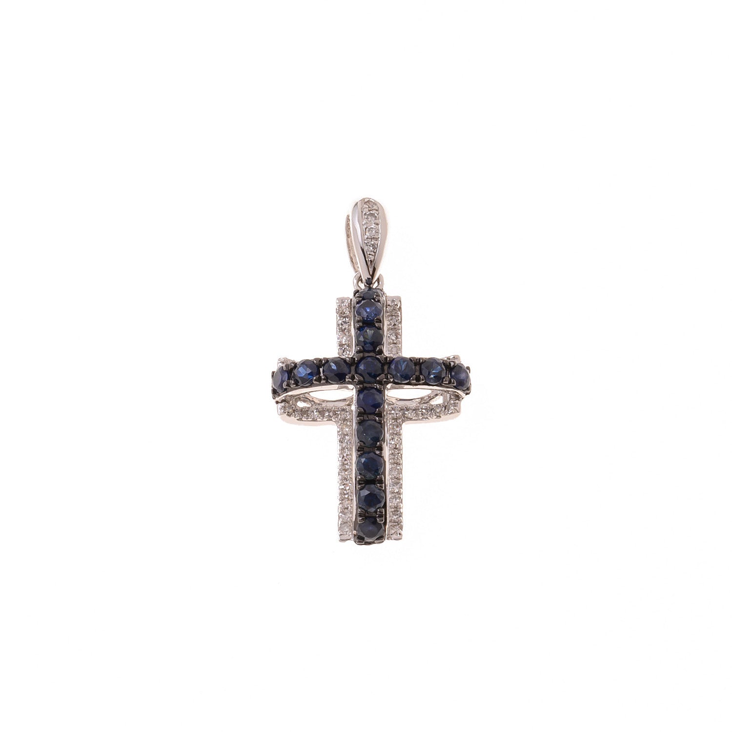 3D Sapphire Cross Pendant