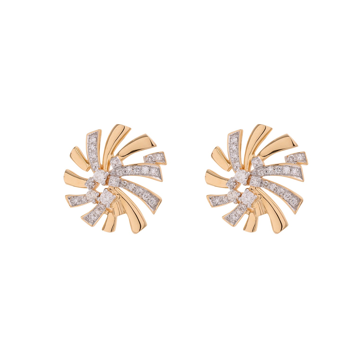 Gold Firework Earrings with Diamonds