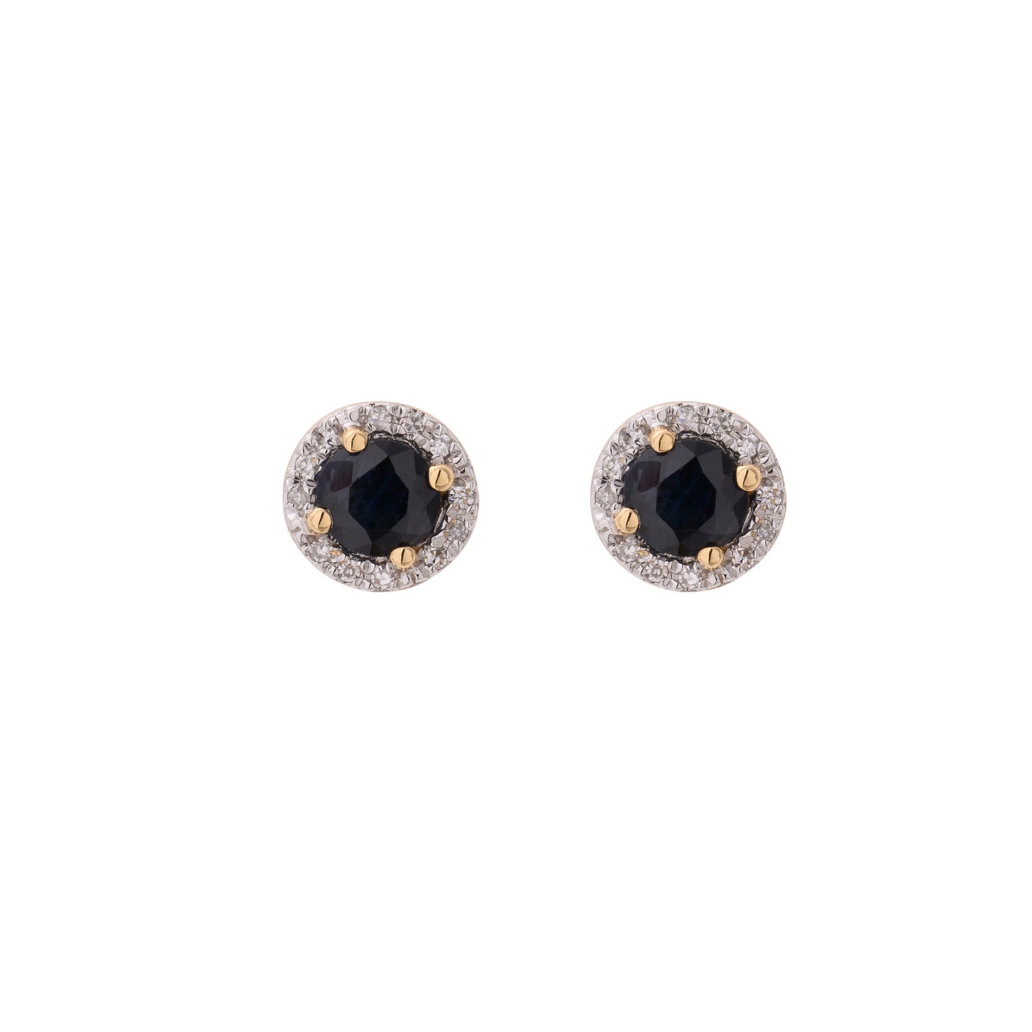 Gold Sapphire Halo Stud Earrings