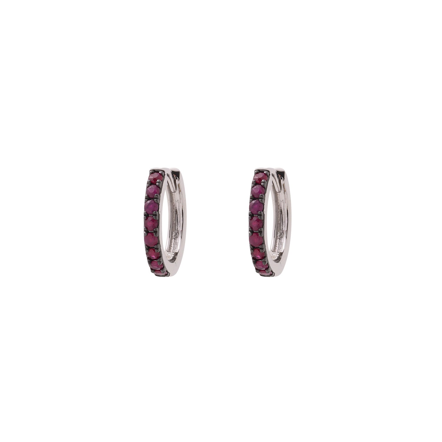 White Gold Hoops earrings with Rubies