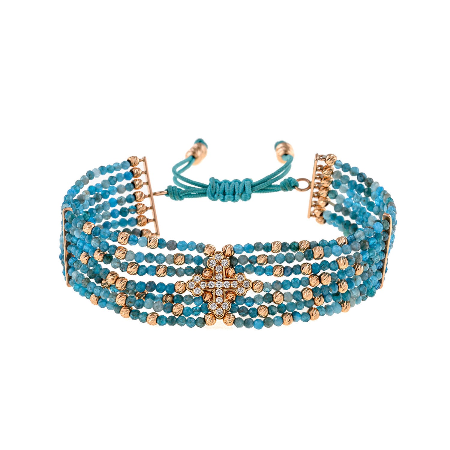 Cross Apatite Beaded Bracelet