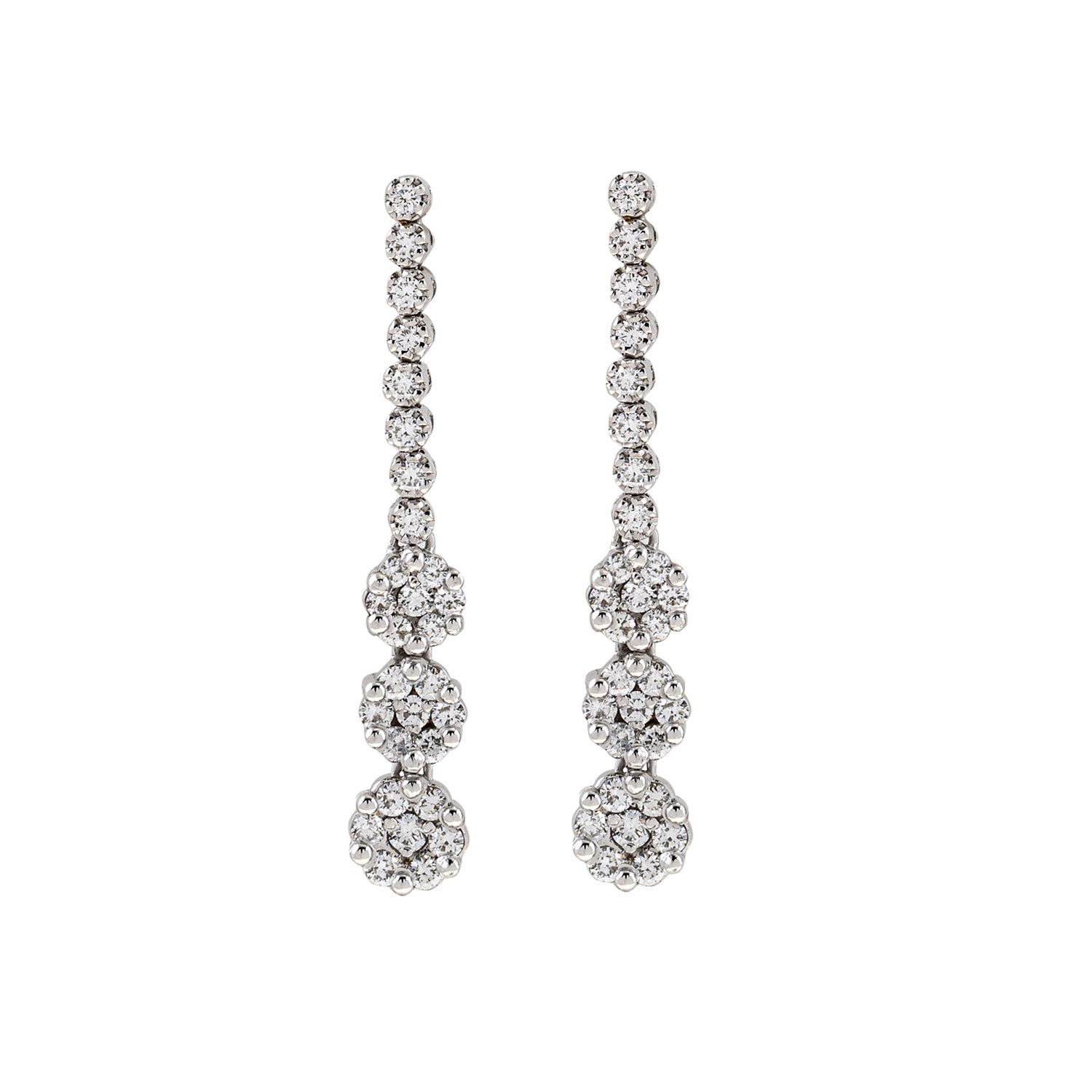 Triple rosette diamond riviera earrings