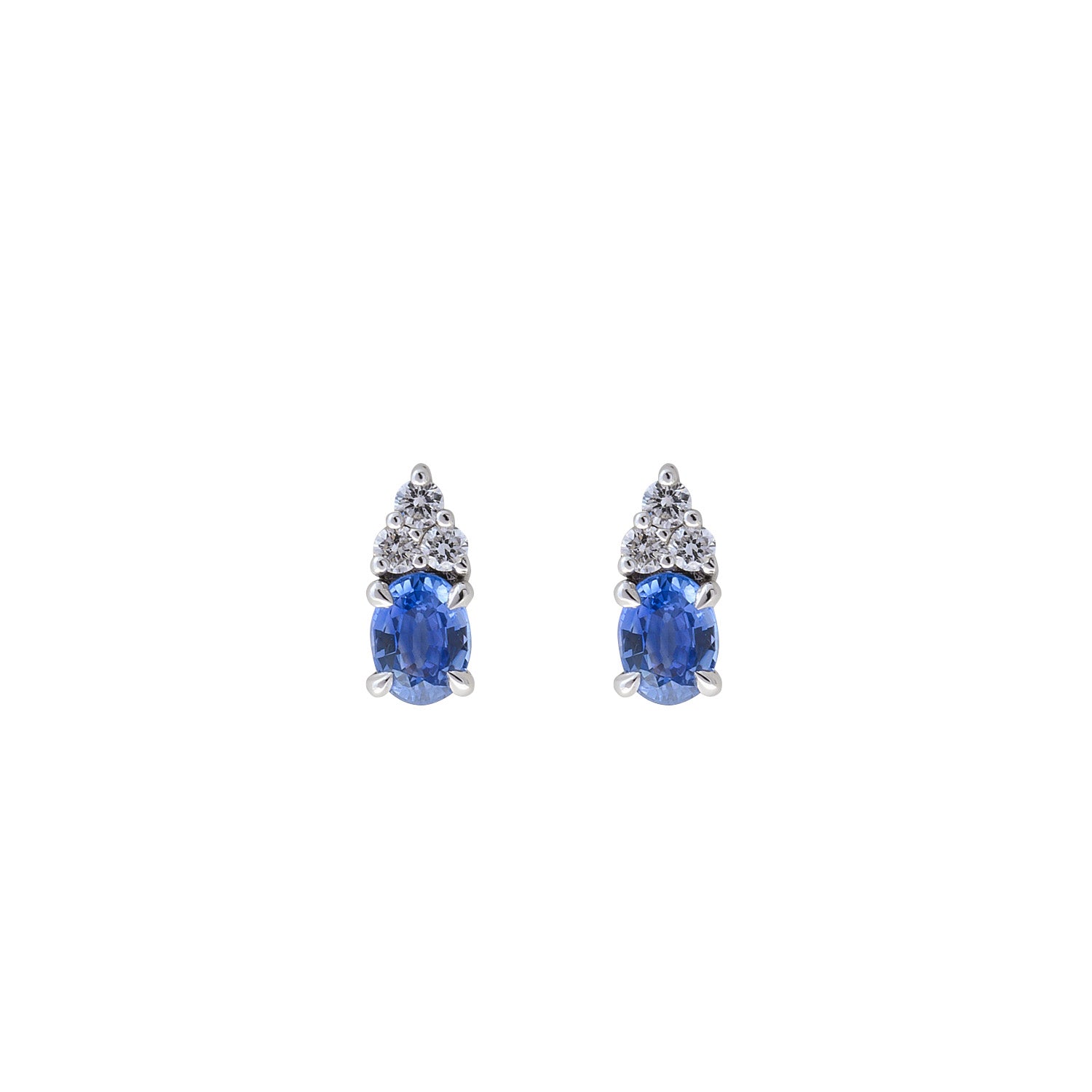 Sapphire stud earrings with diamonds