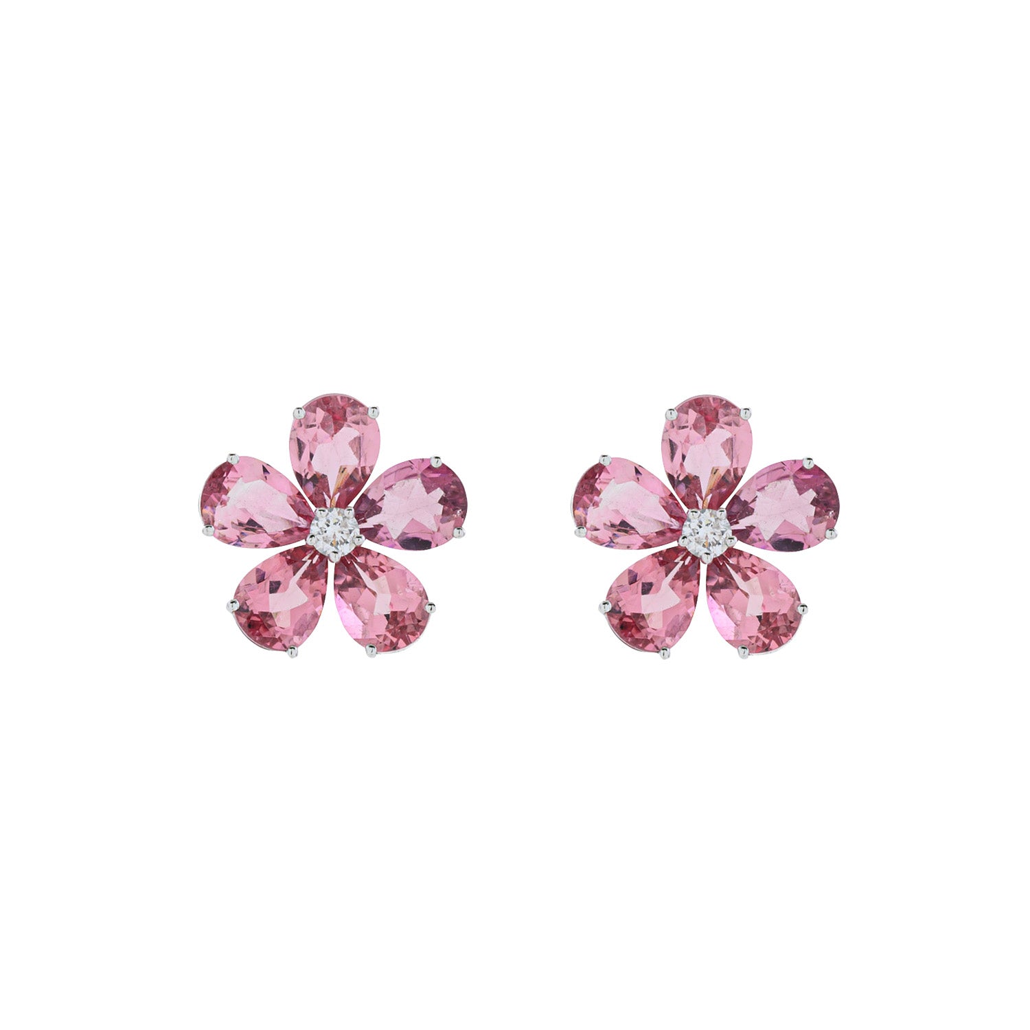 Pink Tourmaline Flower Earrings