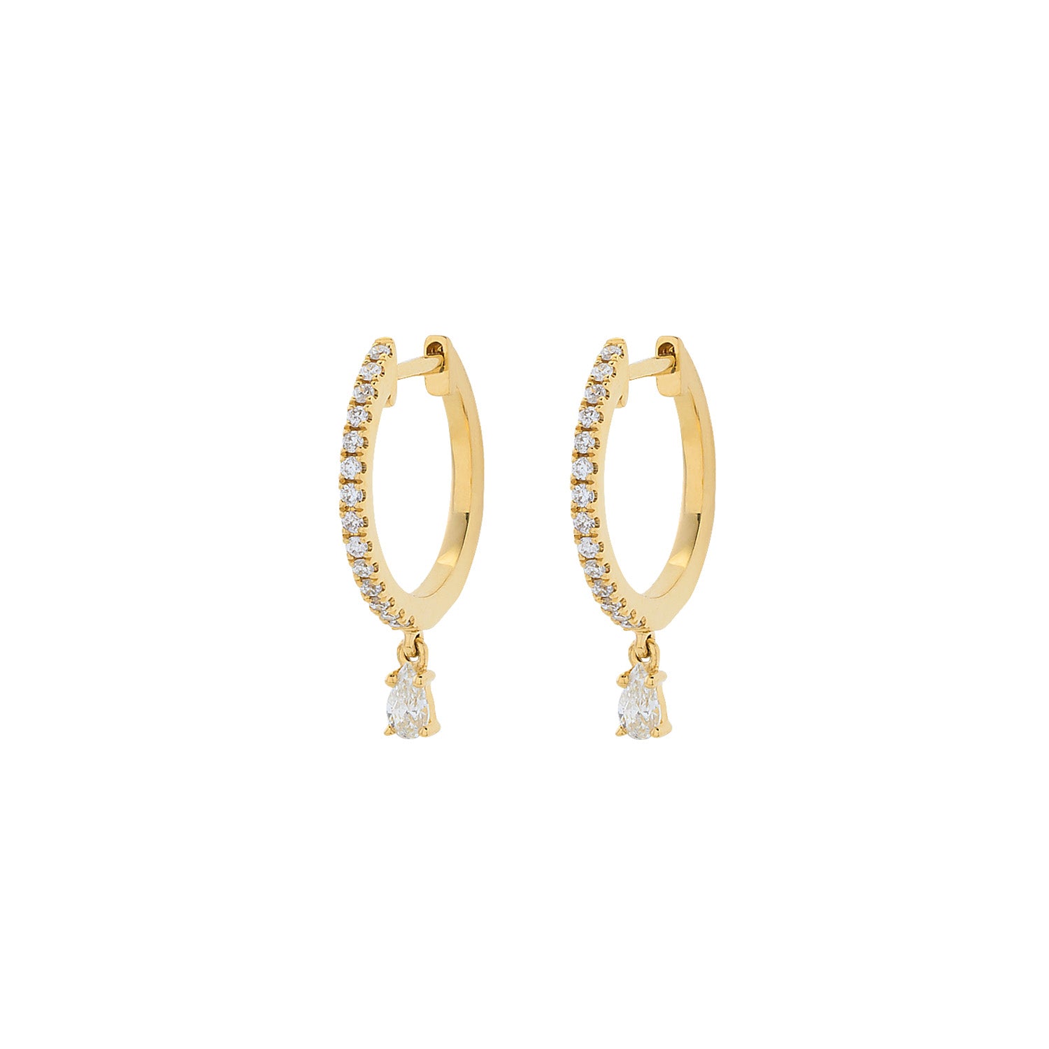 Hoop earrings with Pear drop Diamond