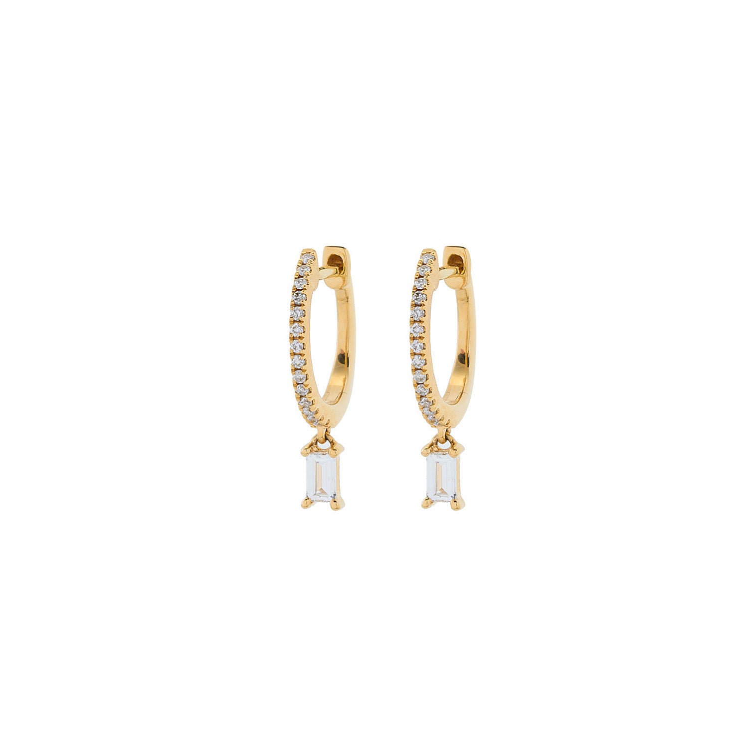 Hoop Diamond Earrings with Baguette