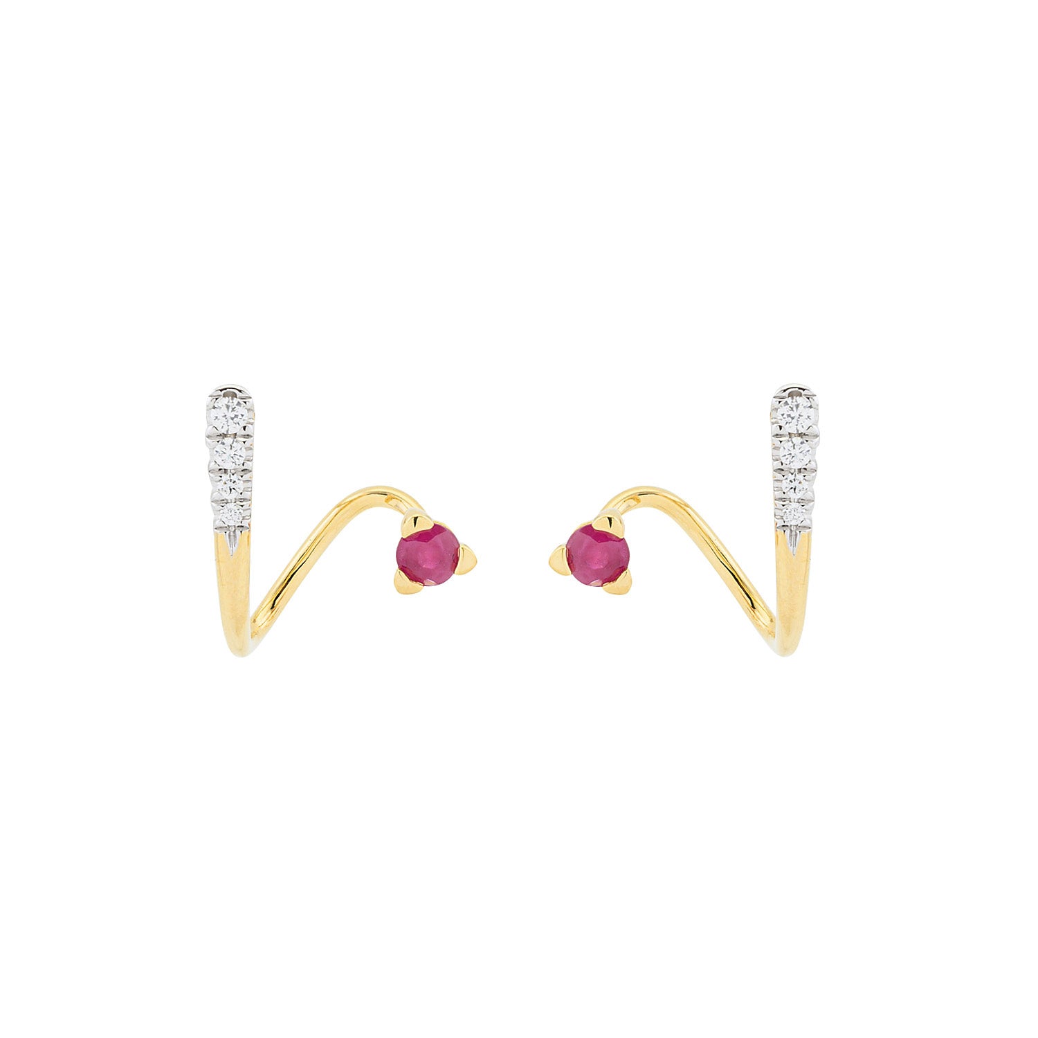 Ruby & Diamond Twisted Earrings