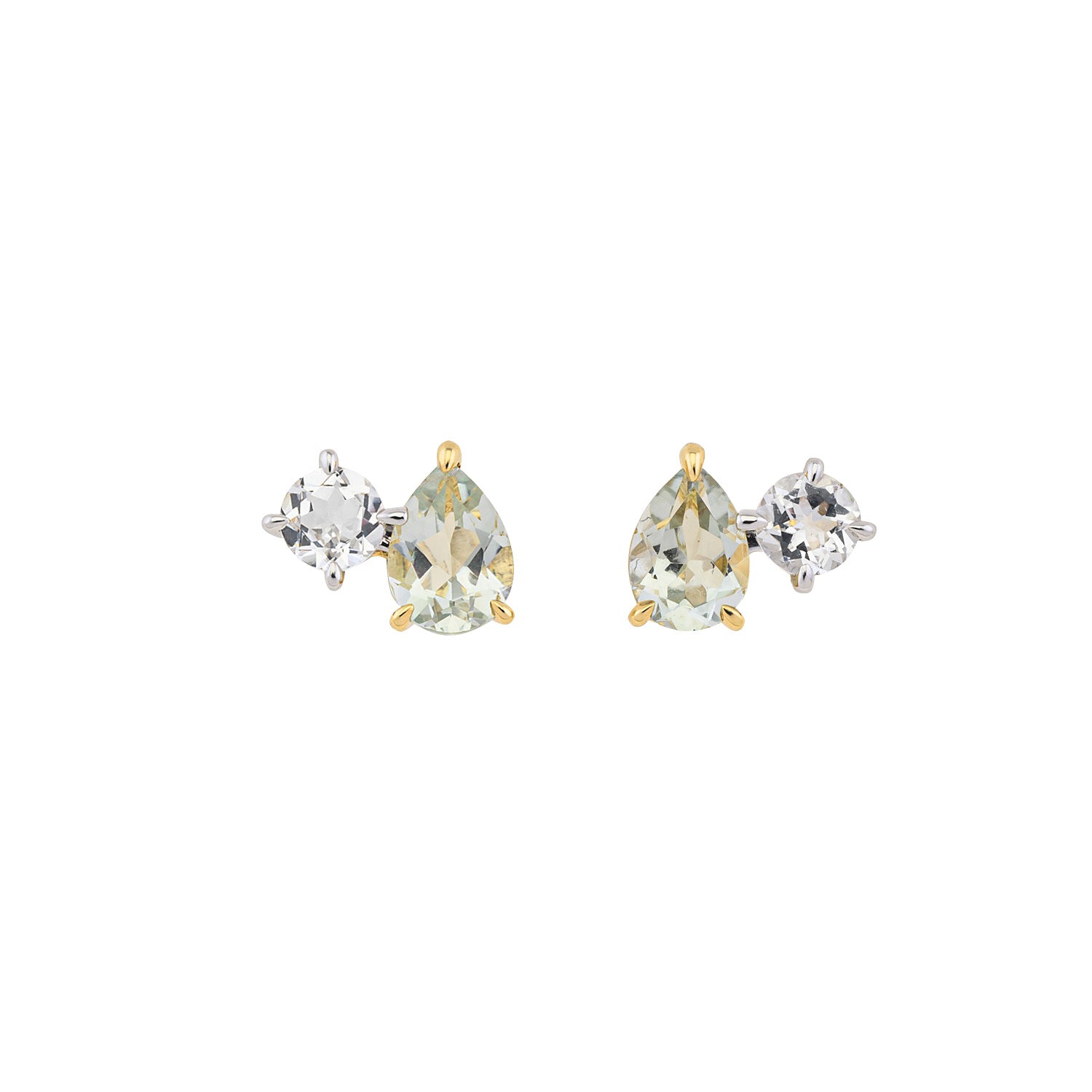 Green Amethyst & Topaz Stud Earrings