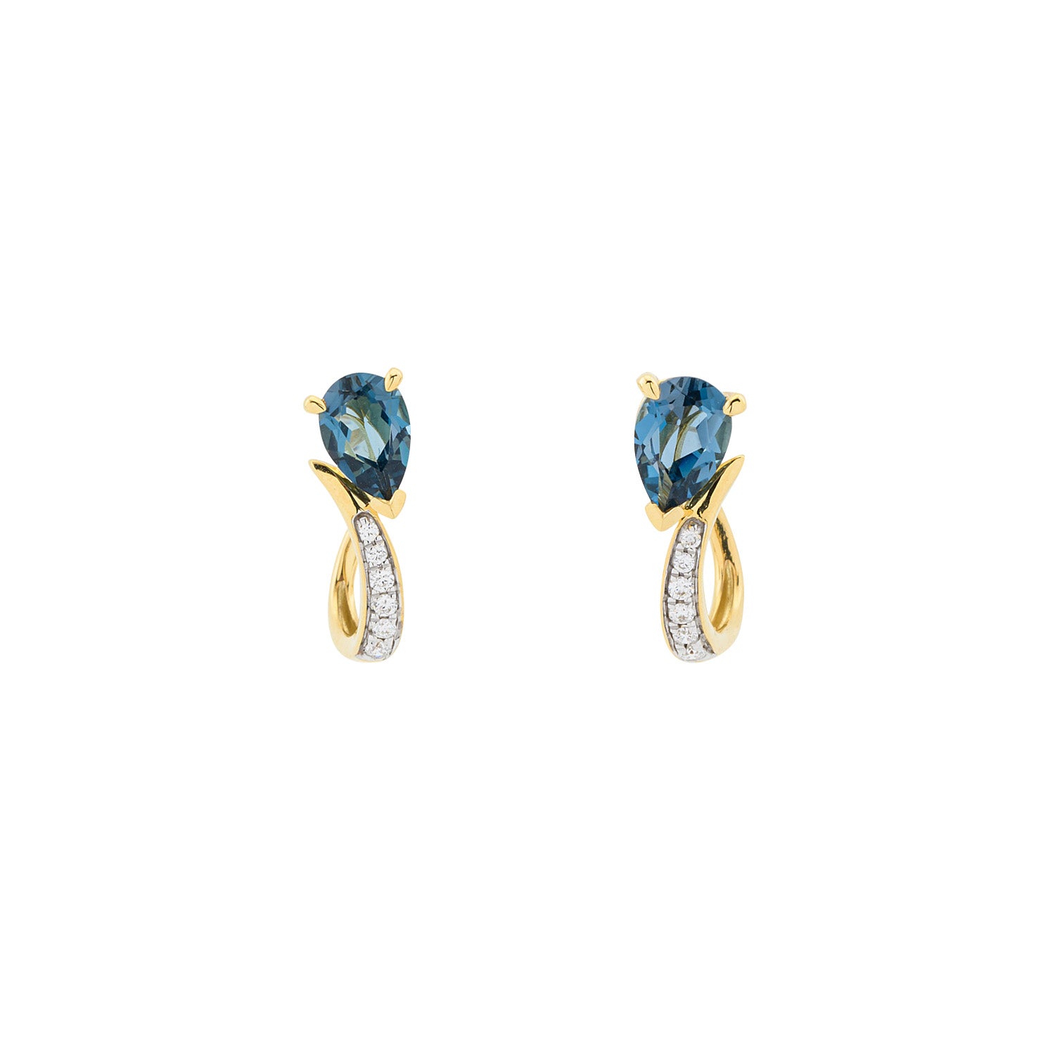 London Blue & Diamond Hook Earrings