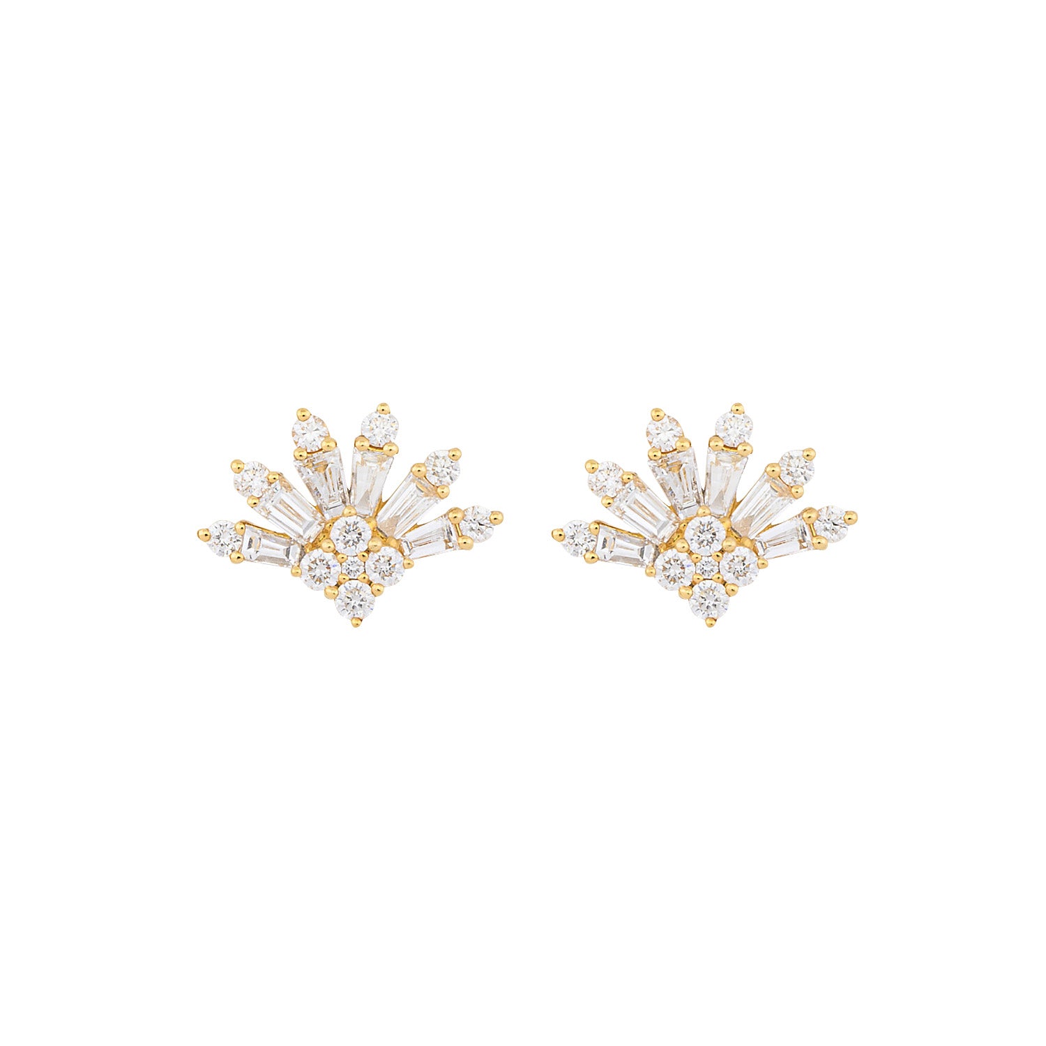 Diamond Fan stud Earrings