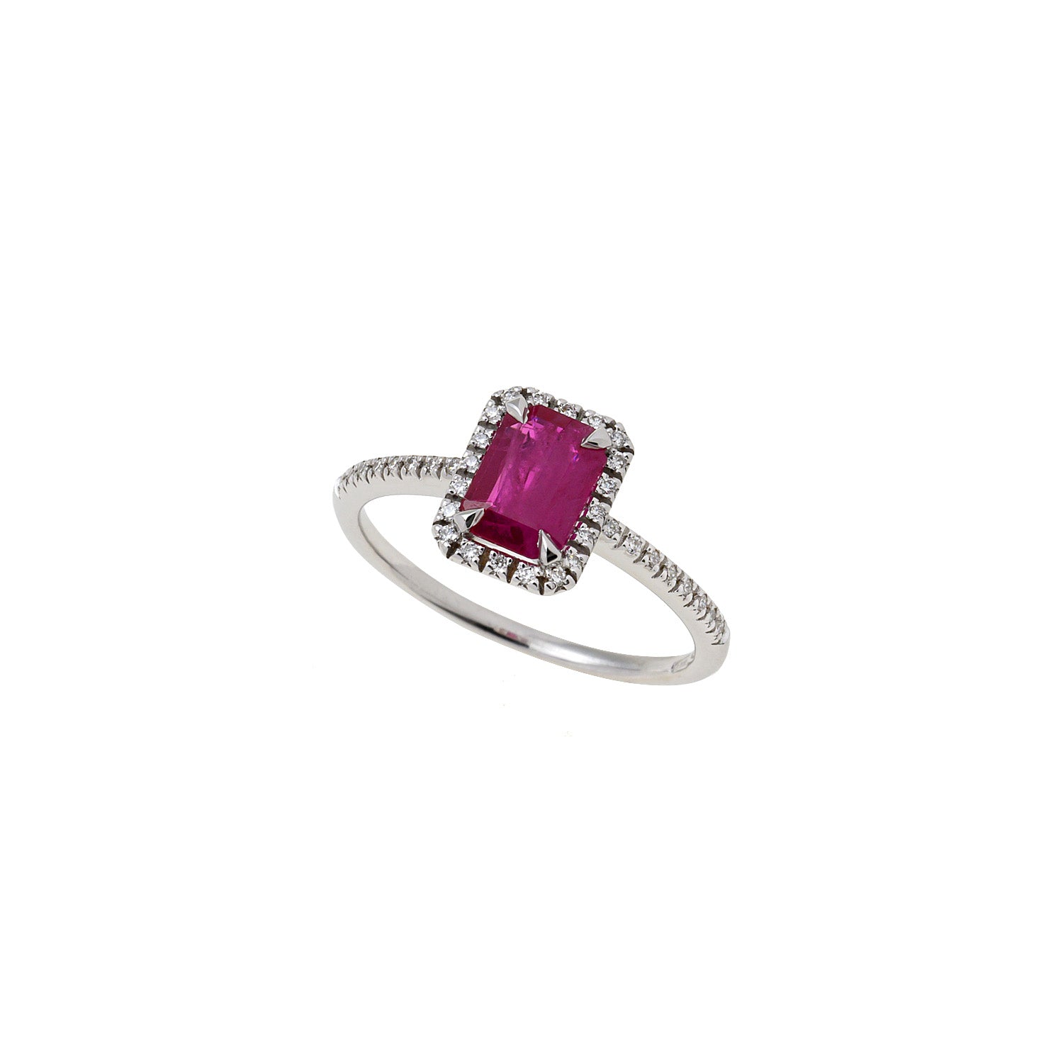 Ruby rosette diamond ring