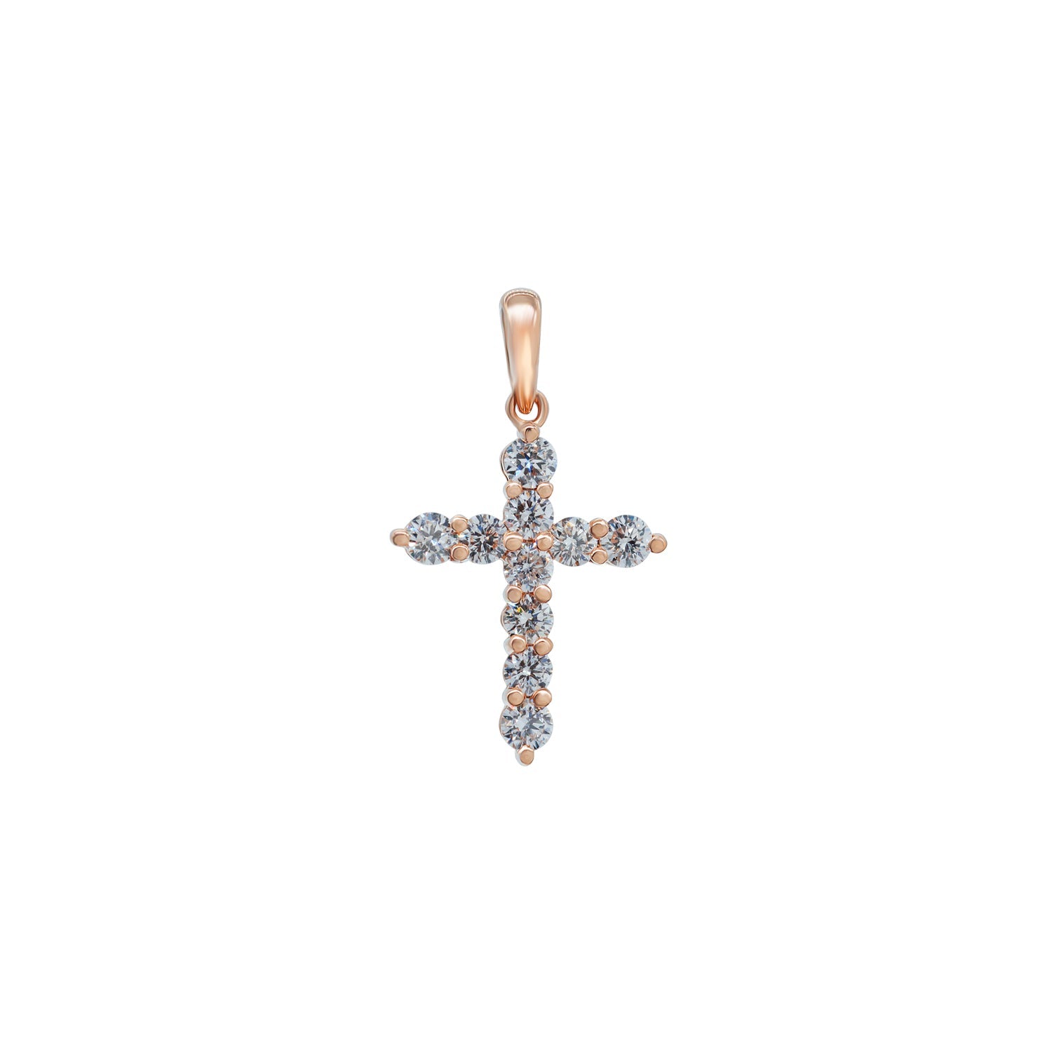 Gold and Diamond Cross. Diamond cross. Rose gold cross. Διαμαντένιος σταυρός. Βαφτιστικός σταυρός