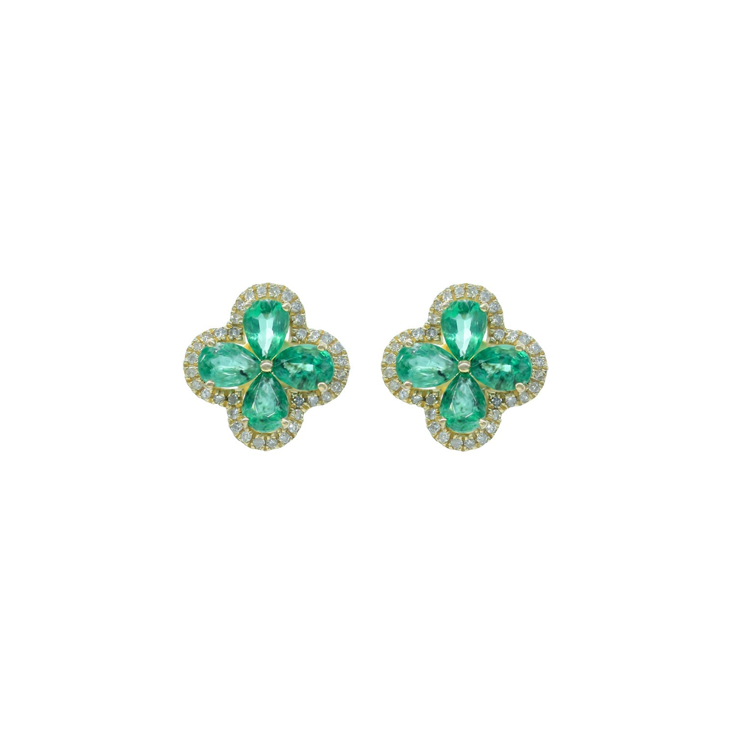 Emerald flower earring. Diamond earring, Flower earring. Fine jewelry. Anatol. Χρυσό σκουλαρίκι, Σκουλαρίκι με μπριγιάν. Σκουλαρίκι με σμαράγδι. Σουλαρίκι λουλούδι. Χρυσά κοσμήματα. Κοσμήματα Κηφισιά. Golden Hall. 